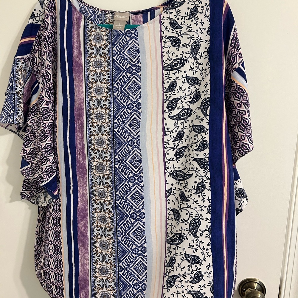 Chico's Blue and Purple Striped Blouse